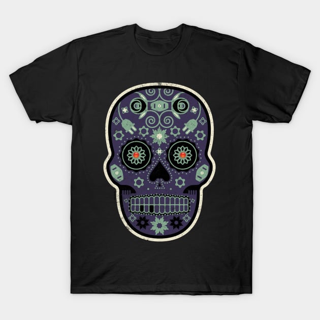 Toque de Muerte Mexican Sugar Skull T-Shirt by DanielLiamGill